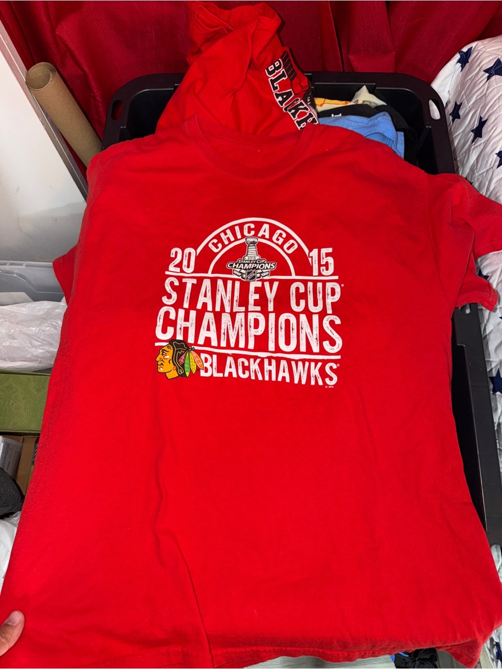 NHL Chicago Blackhawks Red Stanley Cup Champions Graphic Tee